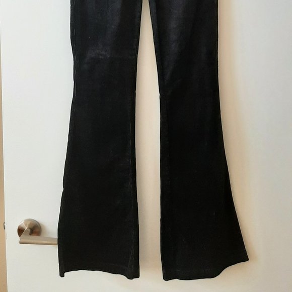 PAIGE High Rise Lou Lou Corduroy Flare Jeans - Black - Size 25/XS - Picture 2 of 5